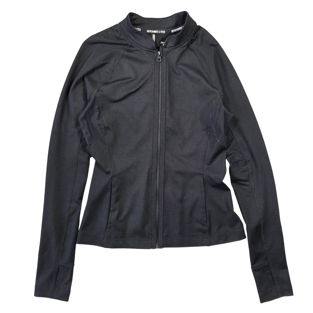 Abercrombie Fitch Black Zip Athletic Sweater Womens S Athleisure‎ Gym Workout
